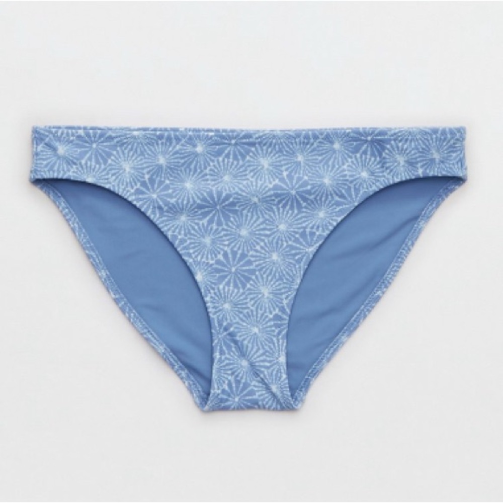 Aerie - AE Blue Bikini with Elegant Flower Pattern